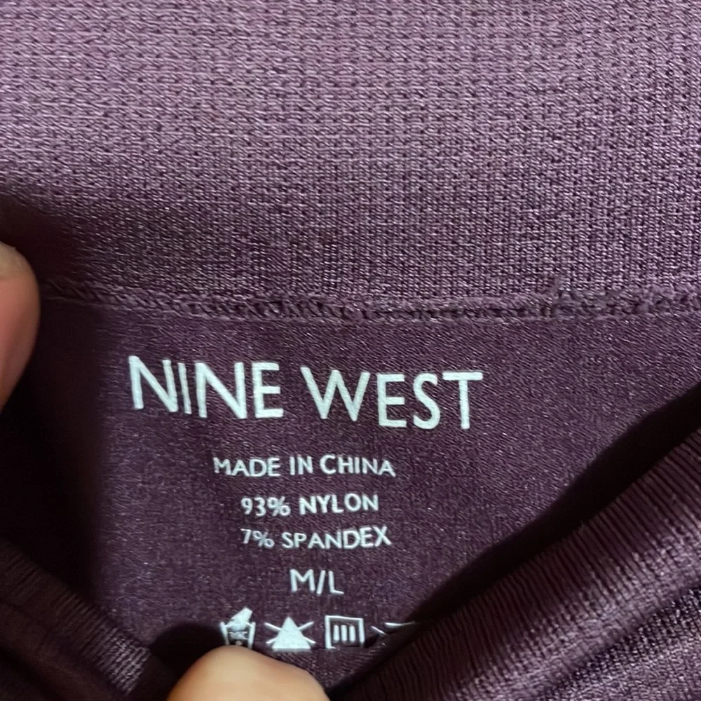 •NINE WEST•NWOT ICON SEAMLESS EGGPLANT HIGH WAISTED NYLON LEGGINGS SIZE M/L - Picture 3 of 6